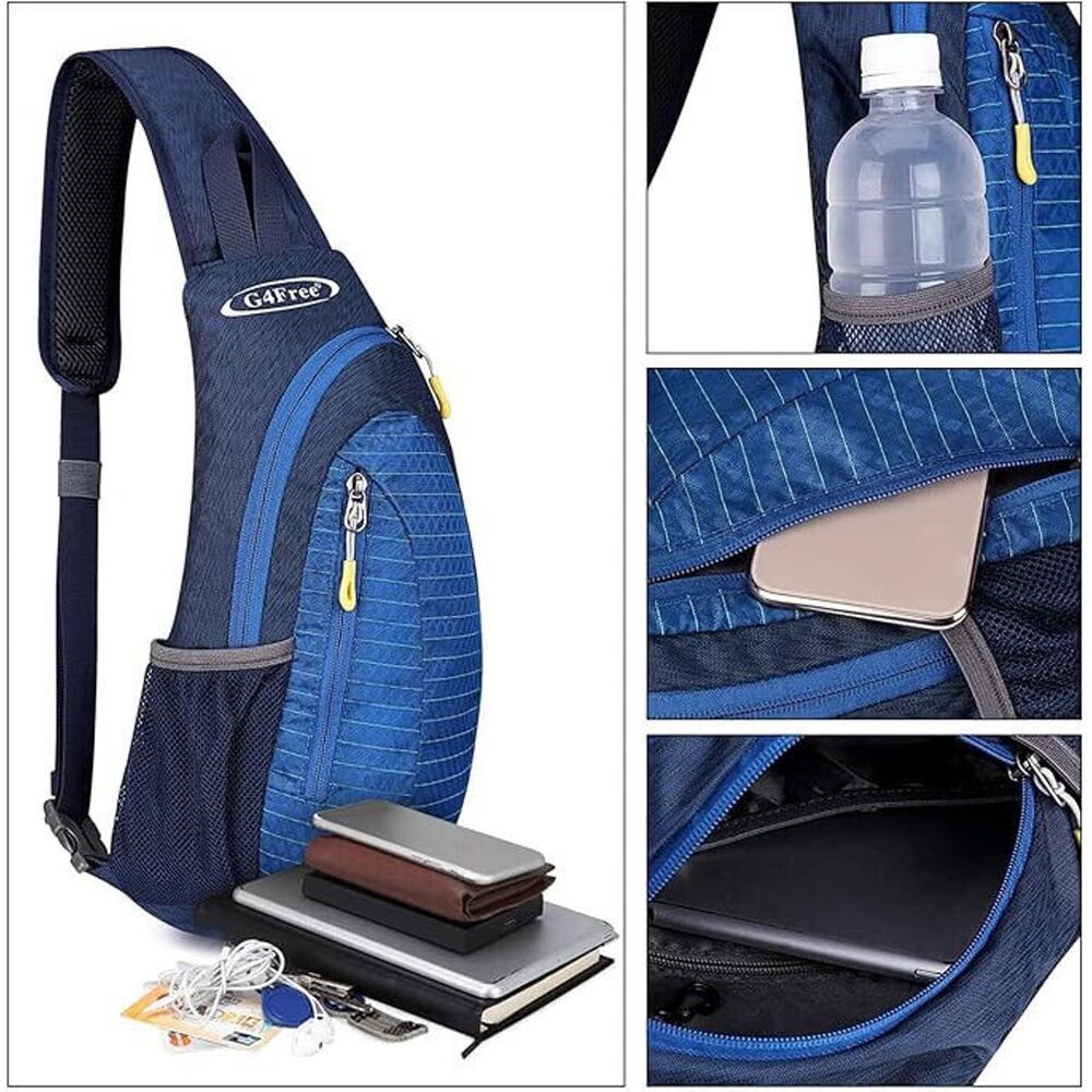 G4Free Sling Backpack Crossbody Schulter Ruckbag Shoulder Bag Blue Outdoor EUC - Picture 10 of 13